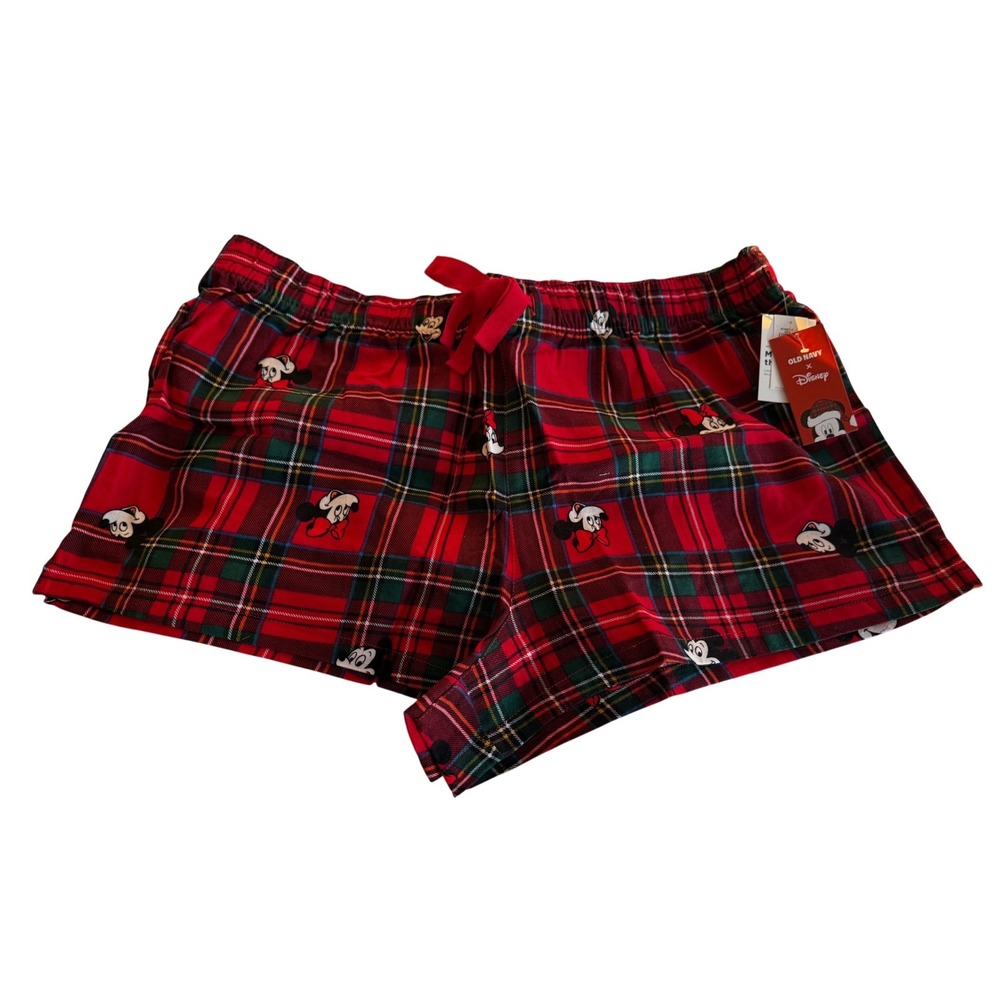 Old Navy Disney Minnie Mouse Plaid Pajama Shorts Red Holiday Sleepwear XL‎ New